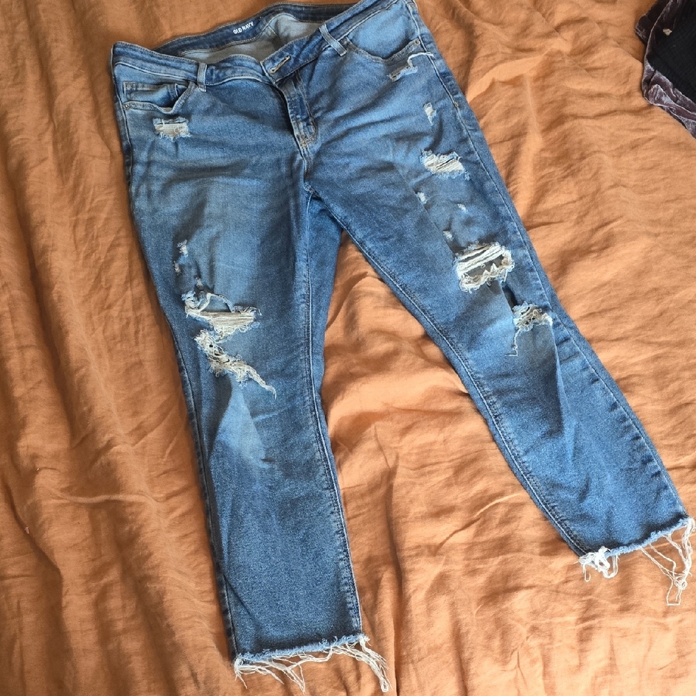 Old Navy Men's Ripped Skinny Jeans - Blue